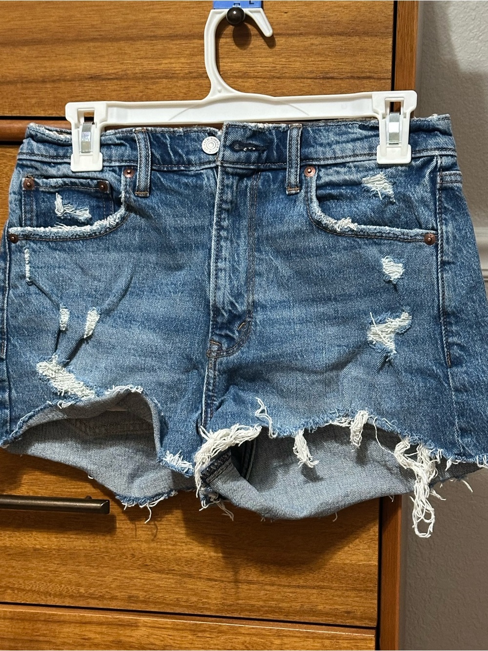 Abercrombie & Fitch Distressed Blue Denim Cutoff Shorts
